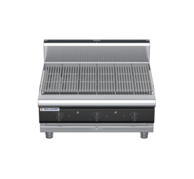 waldorf cue ch8900gh-b-c0 900mm gas chargrill / barbecue bench model with high splashback