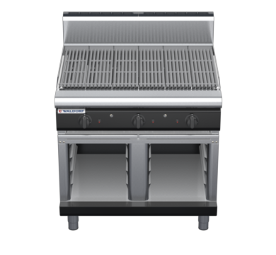 waldorf bold ch8900gh-cb-b0 900mm gas chargrill / barbecue on cabinet base with high splashback