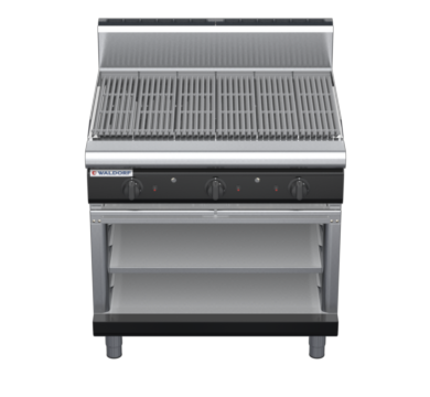 waldorf bold ch8900gh-ob-b0 900mm gas chargrill / barbecue on open base with high splashback