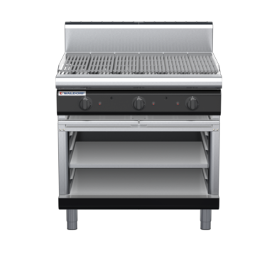 waldorf bold ch8900gh-ob-b0 900mm gas chargrill / barbecue on open base with high splashback