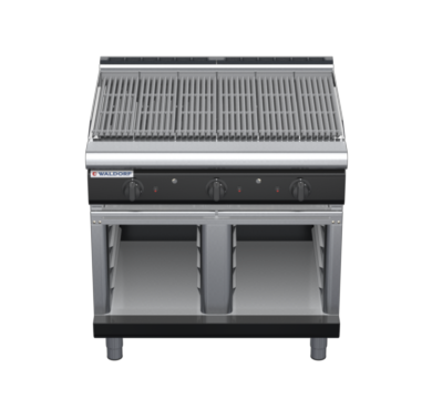 waldorf bold ch8900gl-cb-b0 900mm gas chargrill / barbecue on cabinet base with low splashback