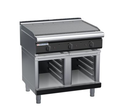 waldorf bold ch8900gl-cb-b0 900mm gas chargrill / barbecue on cabinet base with low splashback