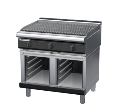 waldorf bold ch8900gl-cb-b0 900mm gas chargrill / barbecue on cabinet base with low splashback