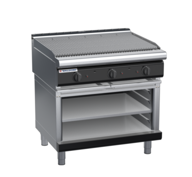 waldorf bold ch8900gl-ob-b0 900mm gas chargrill / barbecue on open base with low splashback
