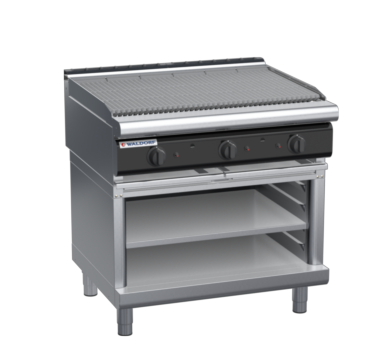 waldorf cue ch8900gl-ob-c0 900mm gas chargrill / barbecue on open base with low splashback