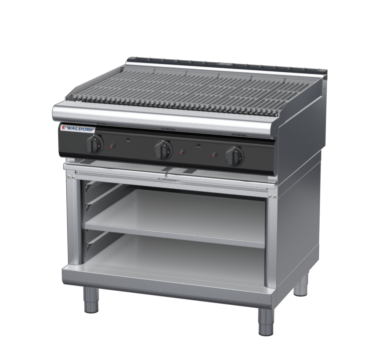 waldorf cue ch8900gl-ob-c0 900mm gas chargrill / barbecue on open base with low splashback