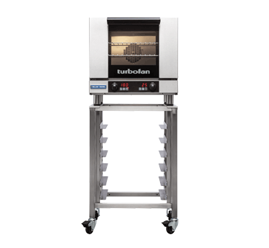 turbofan e23d3 and sk23 stand - half size sheet pan digital electric convection oven on a stainless steel stand