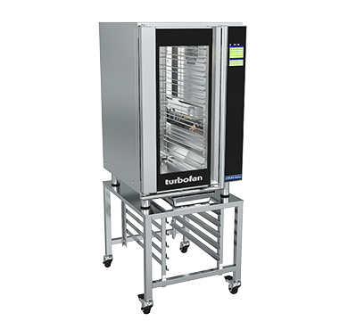  turbofan eht10-l - 10 tray 1/1 gn electric undercounter touch screen extended hot holding cabinet on a stainless steel stand