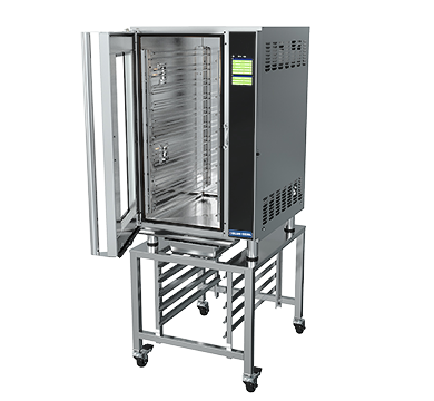  turbofan eht10-l - 10 tray 1/1 gn electric undercounter touch screen extended hot holding cabinet on a stainless steel stand