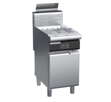 waldorf cue fn8120geh-c0 450mm gas fryer with electronic control and high splashback