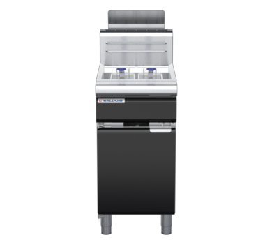 waldorf bold fn8120gh-b0 450mm gas fryer with mechanical control and high splashback