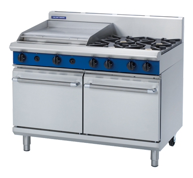 blue seal evolution series g528b - 1200mm gas range double static oven