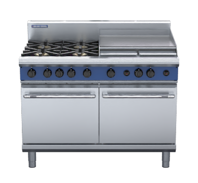 blue seal evolution series g528b - 1200mm gas range double static oven