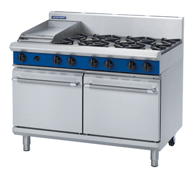 blue seal evolution series g528c - 1200mm gas range double static oven