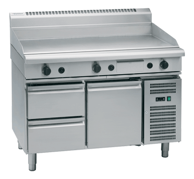 waldorf 800 series gpl8120g-rb - 1200mm gas griddle low back version  refrigerated base