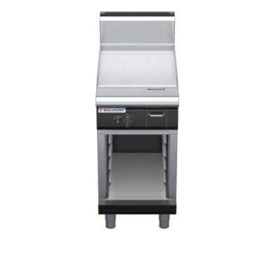 waldorf bold gp8450ghcr-cb-b0 450mm gas griddle on cabinet base with high splashback