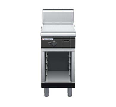 waldorf bold gp8450ghcr-cb-b0 450mm gas griddle on cabinet base with high splashback