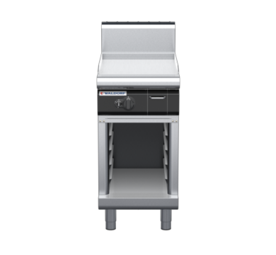 waldorf cue gp8450ghcr-cb-c0 450mm gas griddle on cabinet base with high splashback