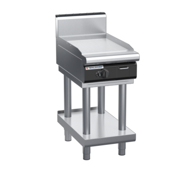waldorf cue gp8450ghcr-ls-c0 450mm gas griddle on leg stand with high splashback