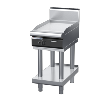 waldorf cue gp8450ghcr-ls-c0 450mm gas griddle on leg stand with high splashback