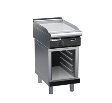 waldorf bold gp8450gl-cb-b0 450mm gas griddle on cabinet base with low splashback