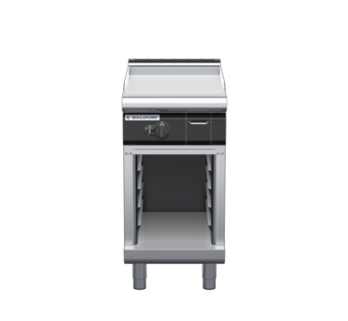 waldorf cue gp8450gl-cb-c0 450mm gas griddle on cabinet base with low splashback