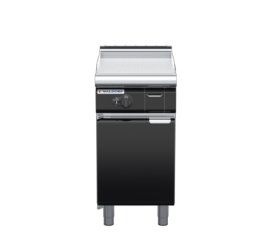 waldorf bold gp8450glcr-cd-b0 450mm gas griddle on cabinet base with door and low splashback