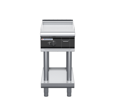 waldorf cue gp8450glcr-ls-c0 450mm gas griddle on leg stand with low splashback