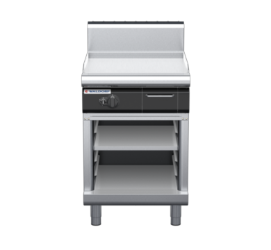 waldorf cue gp8600gh-cb-c0 600mm gas griddle on cabinet base with high splashback