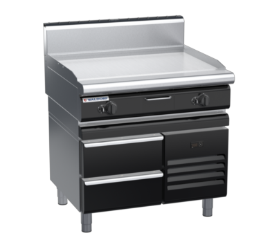 waldorf bold gp8900gh-rb-b0 900mm gas griddle onrefrigerated base with high splashback