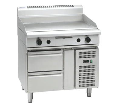 waldorf 800 series gpl8900g-rb - 900mm gas griddle low back version  refrigerated base