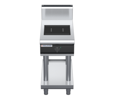 waldorf cue in8100hf-ls-c0 450mm electric induction cooktop on leg stand with high splashback