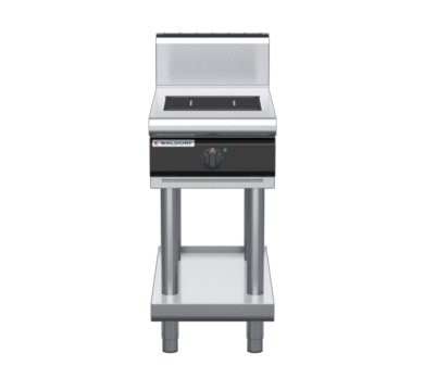 waldorf cue in8100hf-ls-c0 450mm electric induction cooktop on leg stand with high splashback