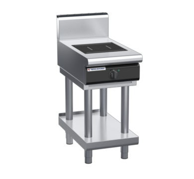 waldorf cue in8100hf-ls-c0 450mm electric induction cooktop on leg stand with high splashback