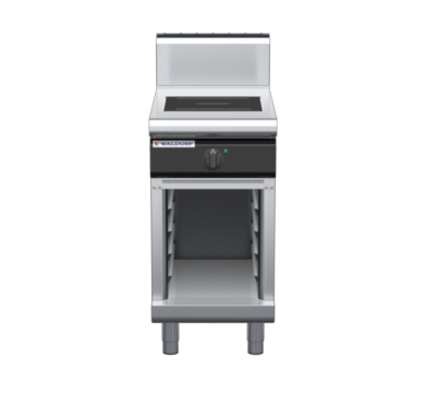 waldorf cue in8100hr5-cb-c0 450mm electric induction cooktop on cabinet base with high splashback