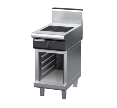 waldorf cue in8100hr5-cb-c0 450mm electric induction cooktop on cabinet base with high splashback