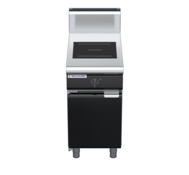 waldorf bold in8100hr3-cd-b0 450mm electric induction cooktop on cabinet base with door and high splashback