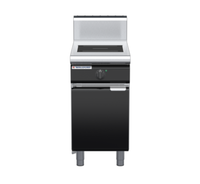 waldorf bold in8100hr3-cd-b0 450mm electric induction cooktop on cabinet base with door and high splashback