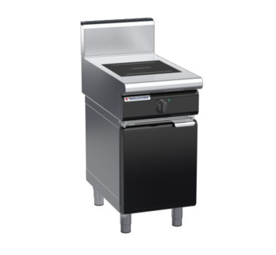 waldorf bold in8100hr3-cd-b0 450mm electric induction cooktop on cabinet base with door and high splashback