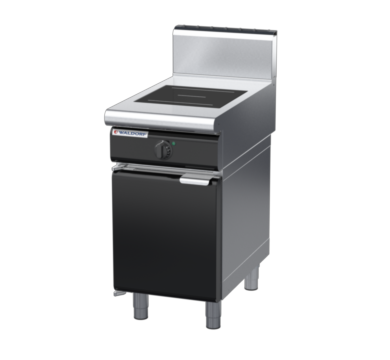 waldorf bold in8100hr3-cd-b0 450mm electric induction cooktop on cabinet base with door and high splashback