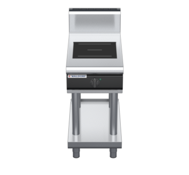 waldorf cue in8100hr5-ls-c0 450mm electric induction cooktop on leg stand with high splashback