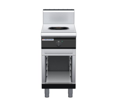 waldorf bold in8100hw3-cb-b0 450mm electric induction wok on cabinet base with high splashback