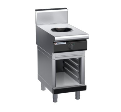 waldorf bold in8100hw3-cb-b0 450mm electric induction wok on cabinet base with high splashback