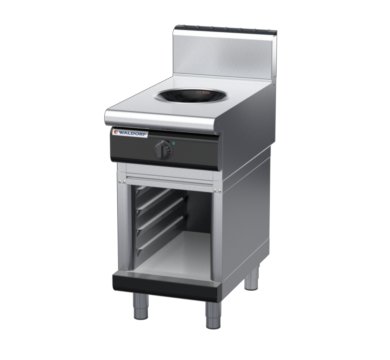 waldorf bold in8100hw3-cb-b0 450mm electric induction wok on cabinet base with high splashback