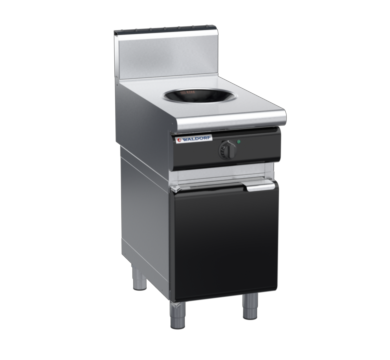 waldorf bold in8100hw5-cd-b0 450mm electric induction wok on cabinet base with door and high splashback