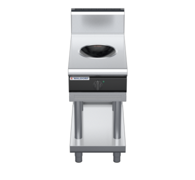 waldorf cue in8100hw5-ls-c0 450mm electric induction wok on leg stand with high splashback