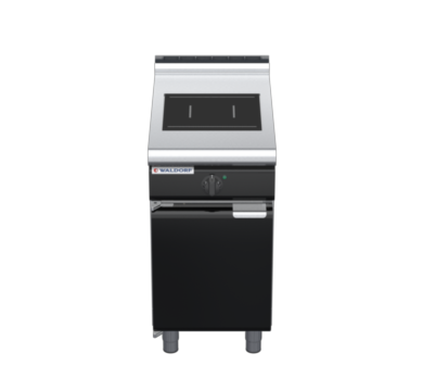 waldorf bold in8100lf-cd-b0 450mm electric induction cooktop on cabinet base with door and low splashback