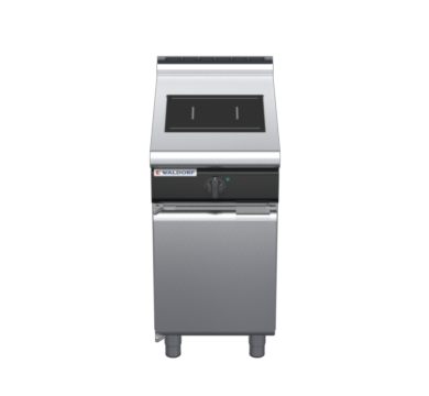 waldorf cue in8100lf-cd-c0 450mm electric induction cooktop on cabinet base with door and low splashback