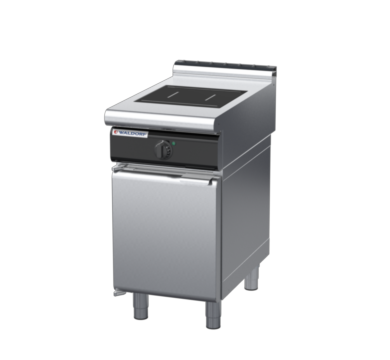 waldorf cue in8100lf-cd-c0 450mm electric induction cooktop on cabinet base with door and low splashback