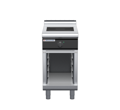 waldorf cue in8100lr3-cb-c0 450mm electric induction cooktop on cabinet base with low splashback